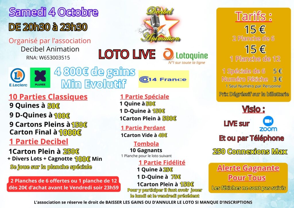 Affiche Samedi 4 Octobre