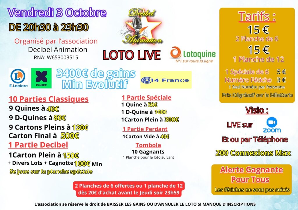 Affiche Vendredi 3 Octobre