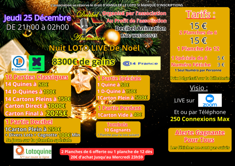 Loto du Jeudi 25 Decembre