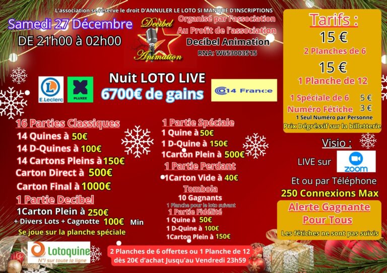 Loto du Samedi 27 Decembre