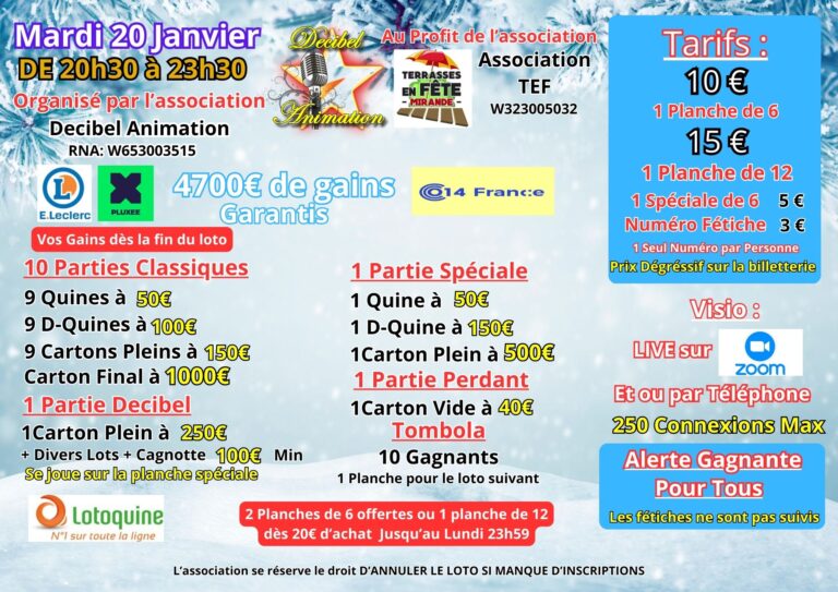 Loto du Mardi 20 Janvier