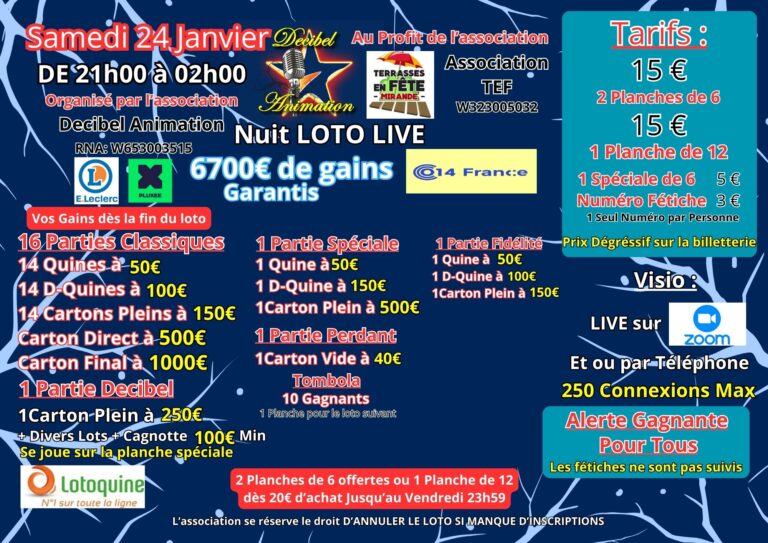 Loto du Samedi 24 Janvier